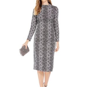 INC Elegant Black and Gray Snake Print Dress